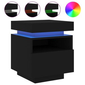 vidaXL Armoire de chevet avec lumières LED noir 40x39x48 5 cm