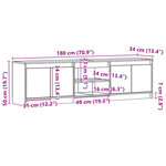 vidaXL Meuble TV avec LED sonoma gris 180x34x50 cm bois d'ingénierie