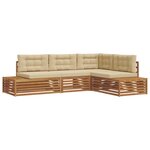 vidaXL 5 pc Ensemble de canapés d'extérieur Naturel et Beige