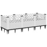 vidaXL Jardinière avec piquets blanc 123 5x43 5x43 5 cm PP