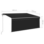 vidaXL Auvent rétractable automatique avec store 3x2 5 m Anthracite