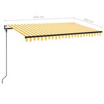 vidaXL Auvent rétractable automatique 450x300 cm Jaune et blanc