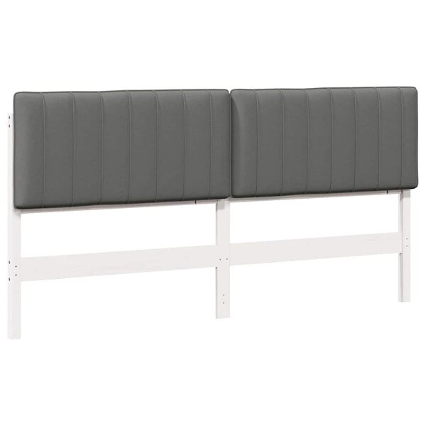 vidaXL Tête de lit capitonnée Blanc et gris clair 200 cm Pin massif