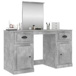 vidaXL Coiffeuse avec miroir gris béton 130x50x132 5 cm