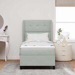 vidaXL Lit à ressorts avec matelas Gris clair 200 x 90 cm Polyester