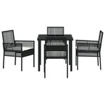 vidaXL Ensemble de salle à manger de jardin 5 pièces avec coussins en rattan poly noir