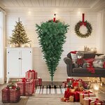vidaXL Sapin de Noël artificiel renversé avec support Vert 180 cm