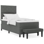 vidaXL Lit à Sommier Tapissier avec Matelas & Banc Gris Foncé 90x200 cm en Tissu