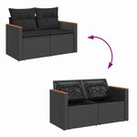 vidaXL Ensemble de canapé de jardin avec coussin 14 Pièces Noir polyrotin