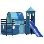 vidaXL Lit mezzanine enfants avec tour bleu 90x190 cm bois pin massif