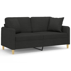 vidaXL Canapé 2 places avec oreillers décoratifs noir 140 cm tissu