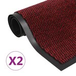 vidaXL Paillassons rectangulaires 2 Pièces 60 x 90 cm Rouge