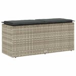 vidaXL Banc de jardin coussin gris clair 110x40x44 cm résine tressée