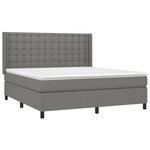 vidaXL Sommier à lattes de lit matelas LED Gris foncé 160x200 cm Tissu