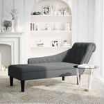 vidaXL Fauteuil long avec coussin et accoudoir droit gris foncé tissu