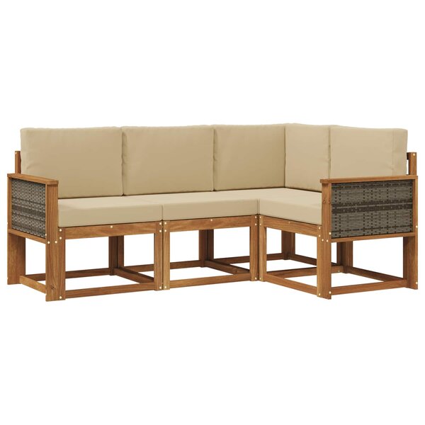 vidaXL Ensemble de canapés d'extérieur 4 Pièces Naturel et Beige