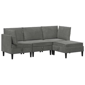 vidaXL Ensemble de meubles pour le salon 4 Pièces Gris foncé Velours