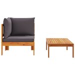 vidaXL Salon de jardin avec coussins 2 Pièces bois massif acacia