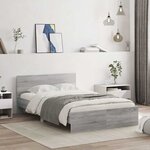 vidaXL Cadre de lit avec tête de lit et LED sonoma gris 140x200 cm