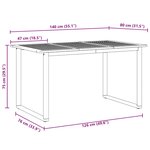 vidaXL Table de jardin pour repas Gris 140 x 80 x 75 cm