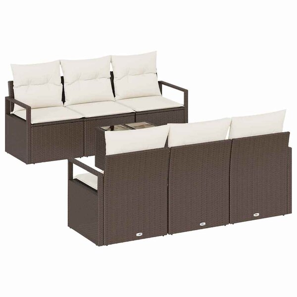 vidaXL Ensemble de canapé de jardin 7 Pièces Marron et Crème