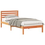 vidaXL Cadre de lit avec tête de lit Brun cire 100 x 210 cm Pin massif