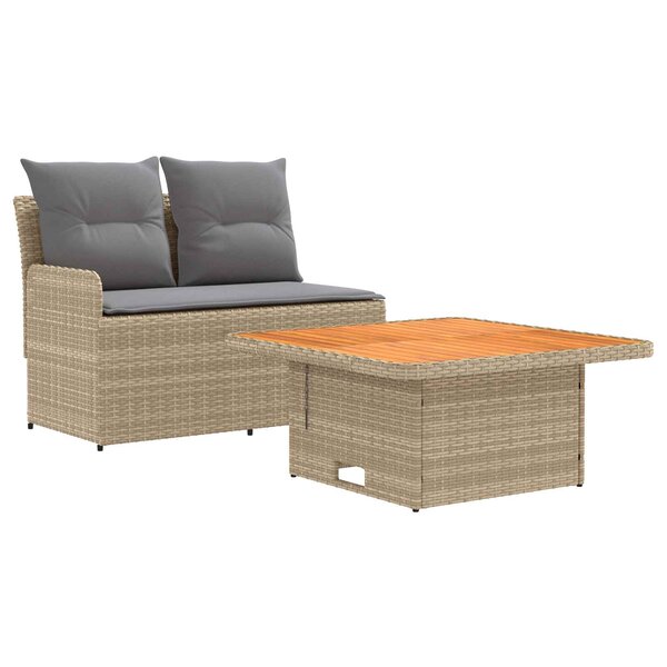 vidaXL Canapé de jardin avec accoudoirs et table relevable 2 Pièce