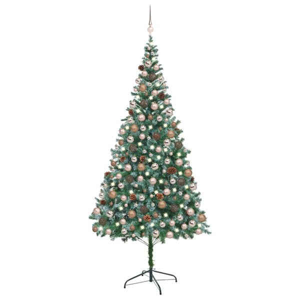 vidaXL Arbre de Noël artificiel pré-éclairé/boules pommes de pin 210cm