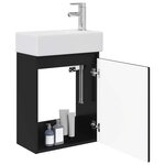 vidaXL Meuble de salle de bain avec robinet Noir 45 5 x 22 5 x 84 cm
