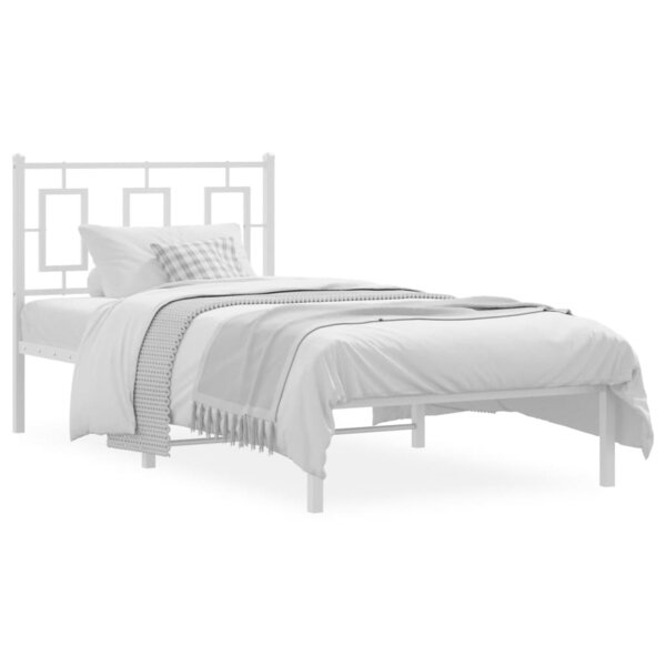 vidaXL Cadre de lit métal sans matelas avec tête de lit blanc 90x190cm