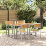 vidaXL Ensemble de salle à manger pour jardin 5 Pièces Gris et marron