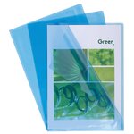 Etui Carton De 100 Pochettes Coin Pvc Lisse Haute Résistance 13/100e - A4 - Bleu - Exacompta