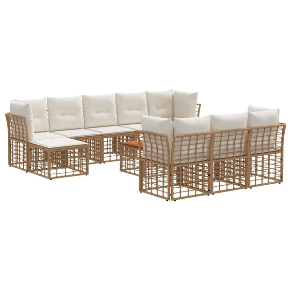 vidaXL Ensemble de canapés d'extérieur 11 Pièces Blanc Naturel et Crème