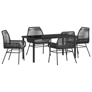 vidaXL Ensemble de salle à manger pour jardin 5 Pièces Noir polyrotin