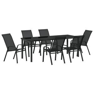 Ensemble de salle à manger de jardin vidaXL 7 pièces en Textilène et acier noir