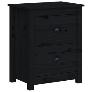 vidaXL Table de chevet Noir 50x35x61 5 cm Bois de pin massif