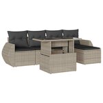 vidaXL Salon de jardin 6 Pièces avec coussins gris clair résine tressée