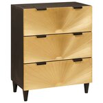 vidaXL Buffet 3 Pièces Noir et or 60 x 33 x 75 cm bois de manguier massif