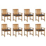 vidaXL Chaises de jardin avec coussins lot de 8 Bois d'acacia solide