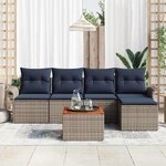 vidaXL Ensemble de canapé de jardin 6 Pièces Gris et bleu marine