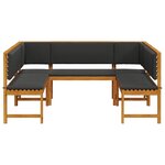 Ensemble de mobilier de jardin 5 pièces avec coussins en acacia