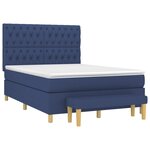 vidaXL Sommier à lattes de lit avec matelas Bleu 140x200 cm Tissu