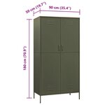 vidaXL Garde-robe Vert olive 90x50x180 cm Acier