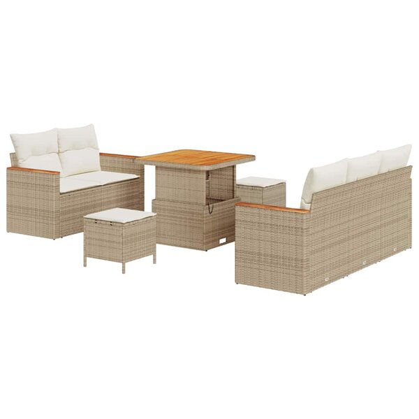 vidaXL Ensemble de canapé de jardin 8 Pièces Beige Poly rotin