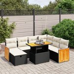 vidaXL Salon de jardin 8 Pièces avec coussins noir résine tressée