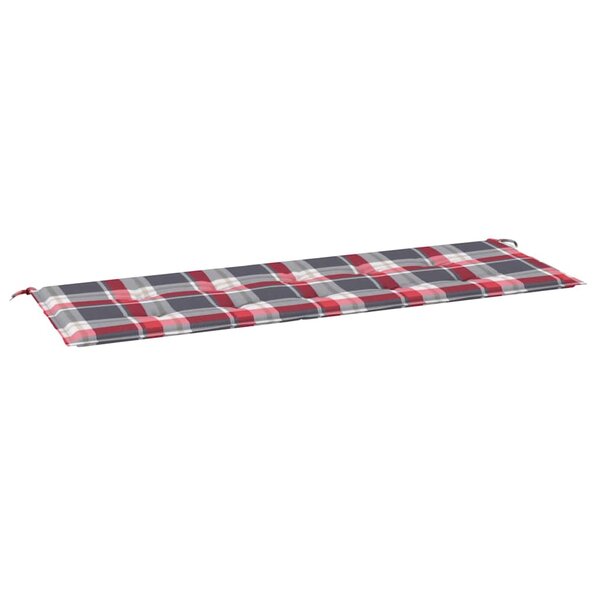 vidaXL Coussin de banc de jardin motif à carreaux rouges 150x50x4 cm