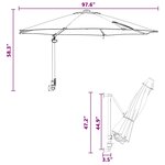 vidaXL Parasol mural avec LEDs bleus 248 cm
