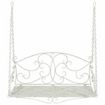 vidaXL Banc Balançoire Acier 110 x 52 5 x 47 cm Blanc antique