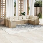 vidaXL Salon de jardin avec coussins 10 Pièces beige résine tressée