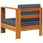 vidaXL Canapé central avec 1 accoudoir Gris foncé Acacia solide
